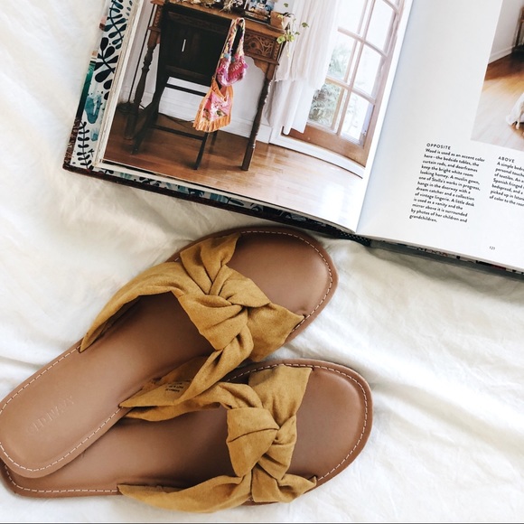 Old Navy Shoes - Old Navy Mustard Yellow Knotted Slides